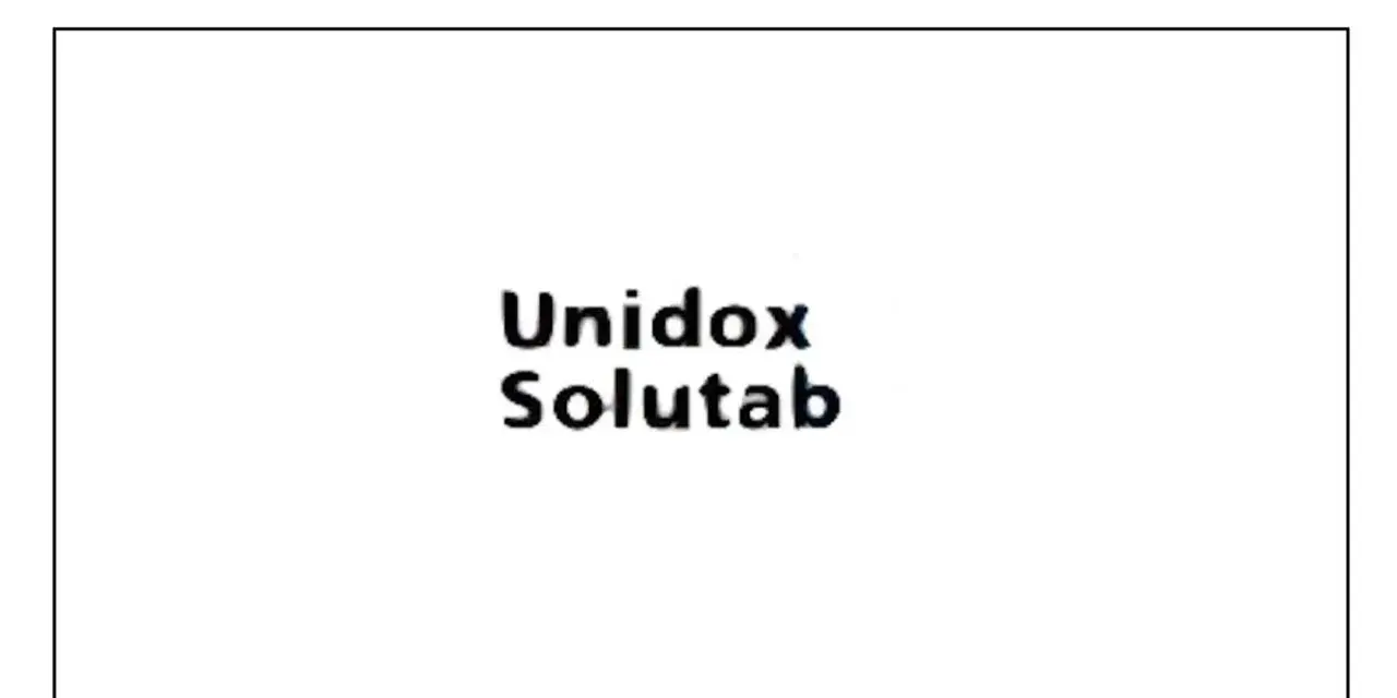 Napis "Unidox Solutab" na białym tle.