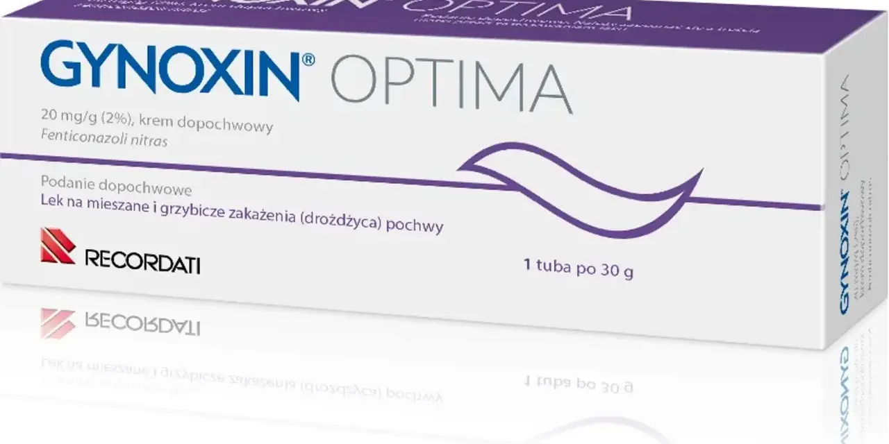 Krem dopochwowy Gynoxin Optima na mieszane i grzybicze zakażenia pochwy. 20 mg/g, 1 tuba po 30 g. Recordati.