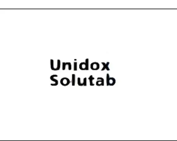 Napis "Unidox Solutab" na białym tle.