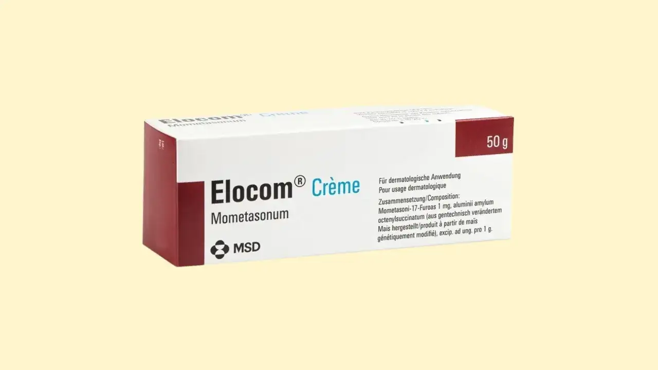 Opakowanie kremu Elocom 50g z substancją czynną Mometasonum.