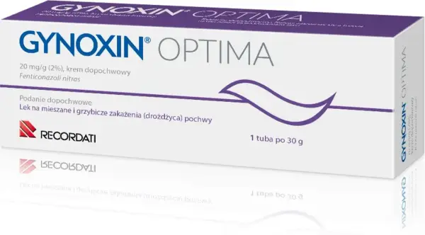 Krem dopochwowy Gynoxin Optima na mieszane i grzybicze zakażenia pochwy. 20 mg/g, 1 tuba po 30 g. Recordati.