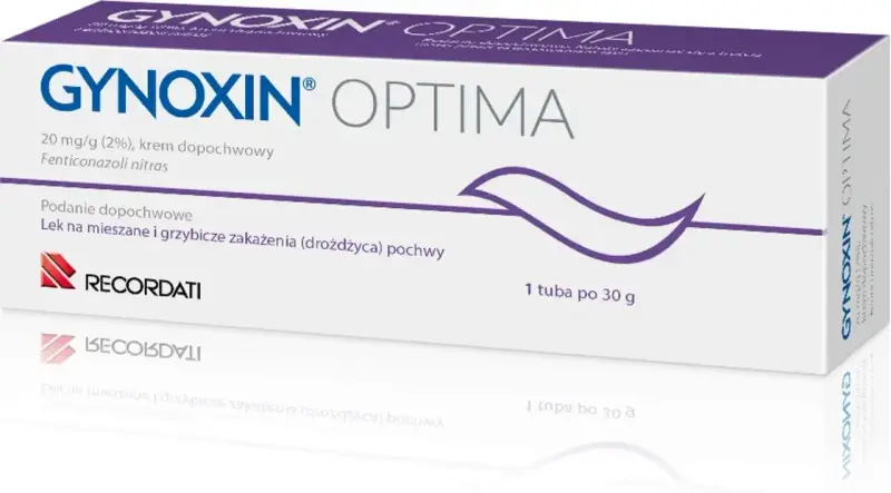 Krem dopochwowy Gynoxin Optima na mieszane i grzybicze zakażenia pochwy. 20 mg/g, 1 tuba po 30 g. Recordati.